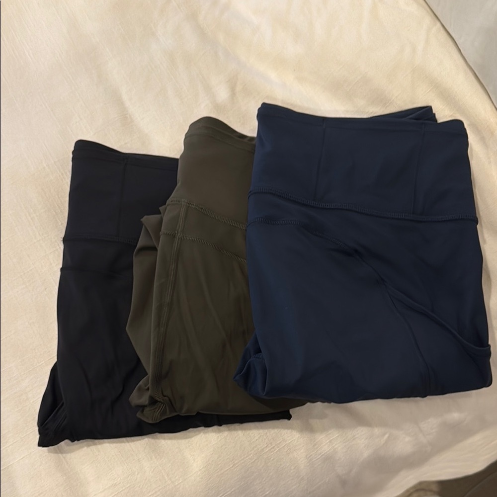 Lululemon Leggings Trio - Black, Olive, Navy